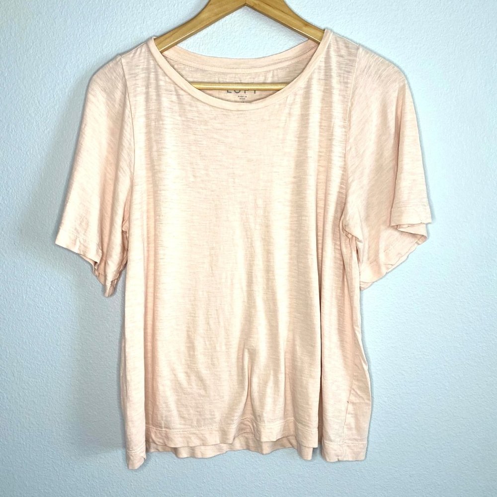 LOFT Light Pink Cotton Short Bell Sleeve Tee - Picture 3 of 12